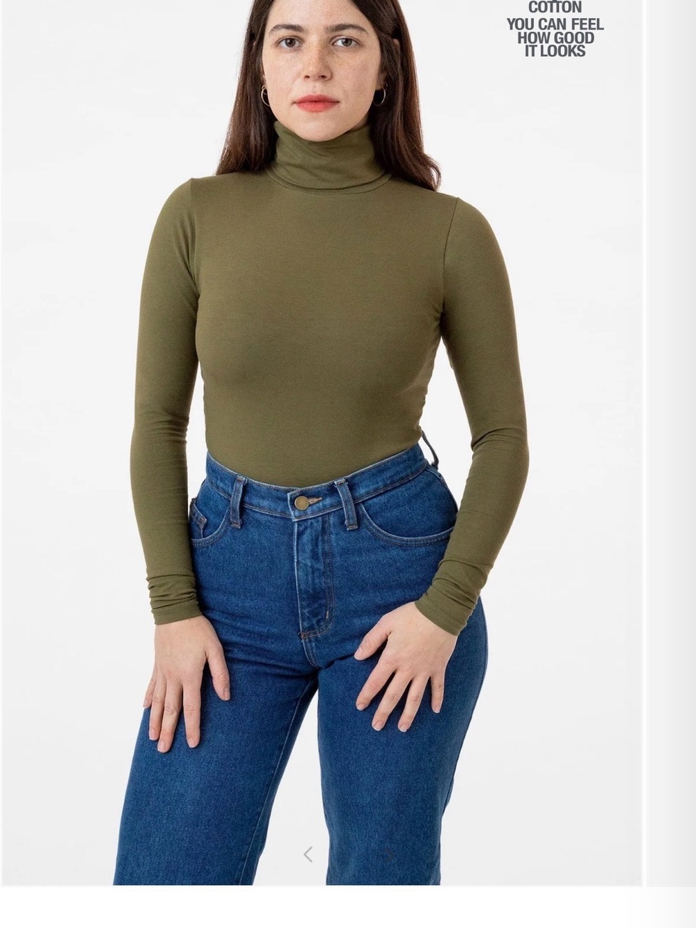 Los Angeles Apparel Olive Green Long Sleeve Turtleneck Tee
